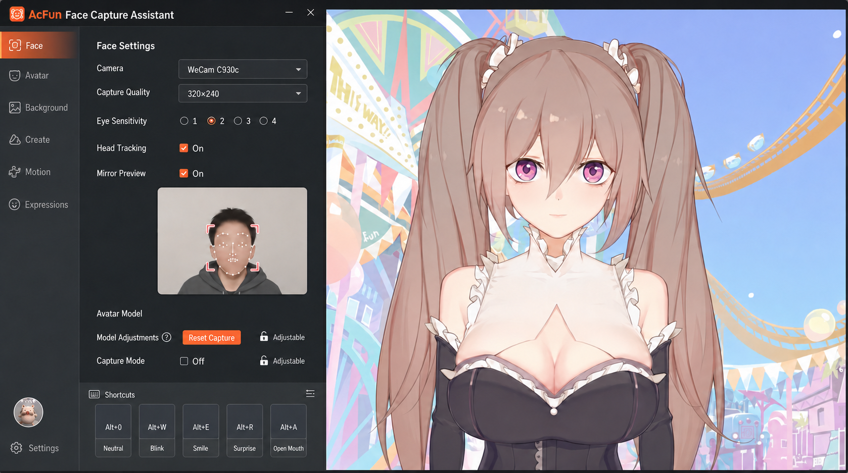 AcFun face capture tool